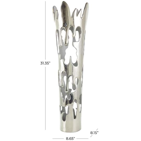 31" Silver Aluminum Drip Vase with Melting Designed Body